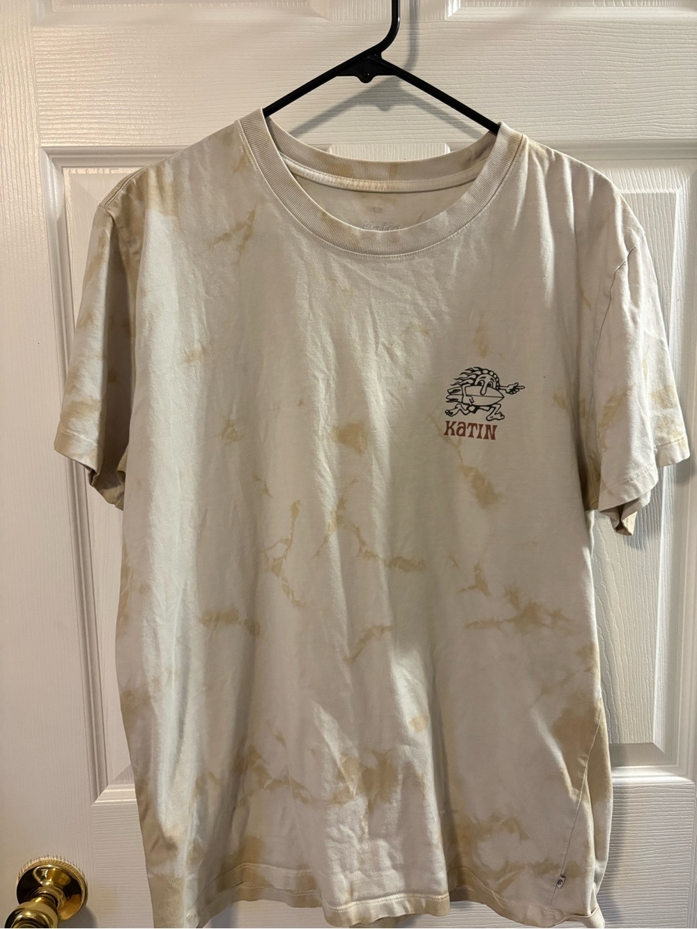 LG Beige Tie-Dye Short Sleeve Tee with Small Graphic